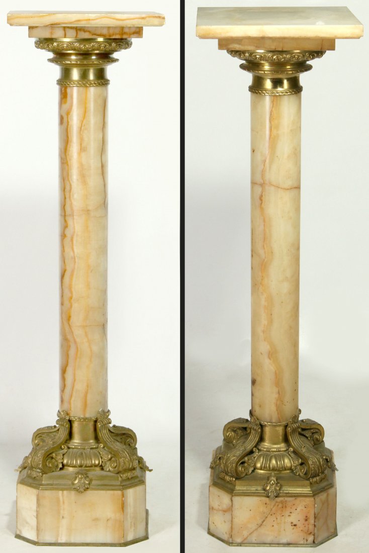 PAIR 19TH C. ITALIAN BAROCOCO BRONZE MOUNTED PEDESTALS (1 of 10)