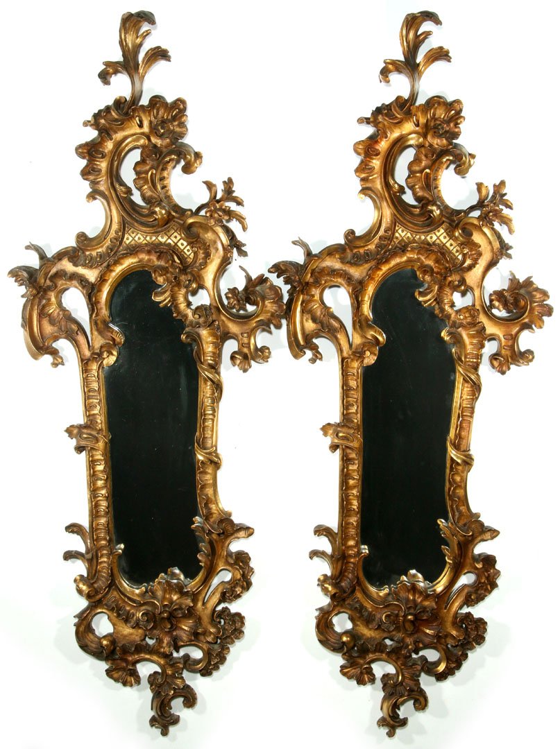 A GOOD PAIR OF 19TH C. CARTOUCHE FORM ROCOCO MIRRORS (1 of 10)
