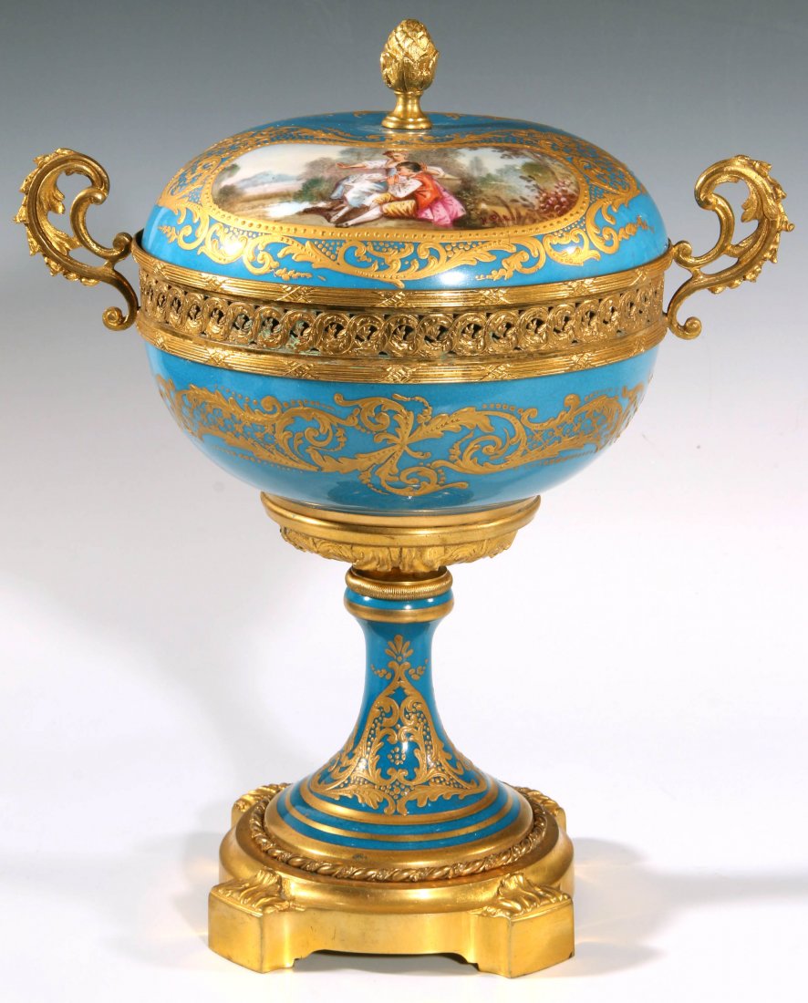 A VERY FINE 19TH C. BLEU CELESTE SEVRES POTPOURRI (1 of 10)