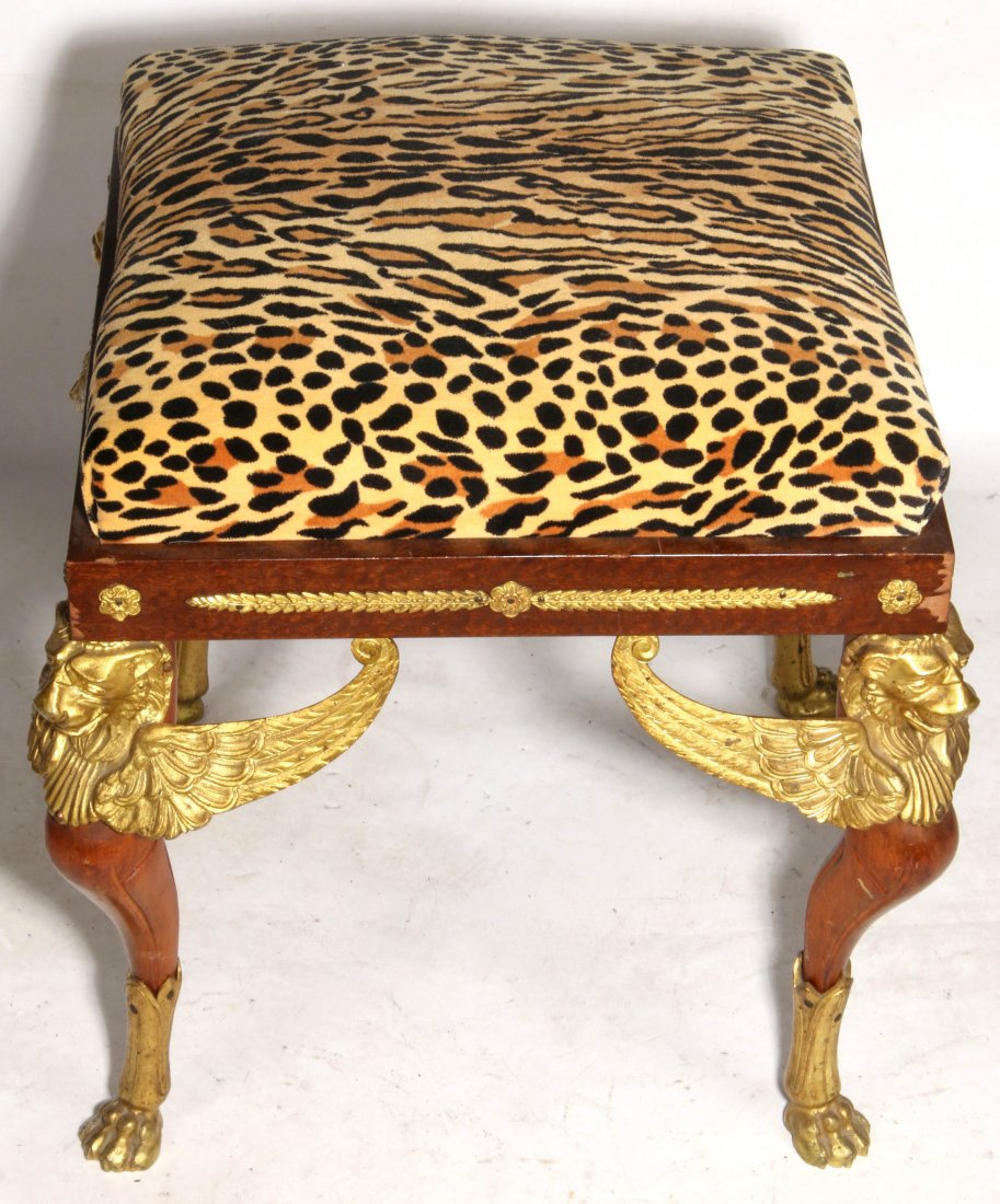 AN EMPIRE STYLE GILT BRONZE MOUNTED MAHOGANY STOOL (1 of 10)