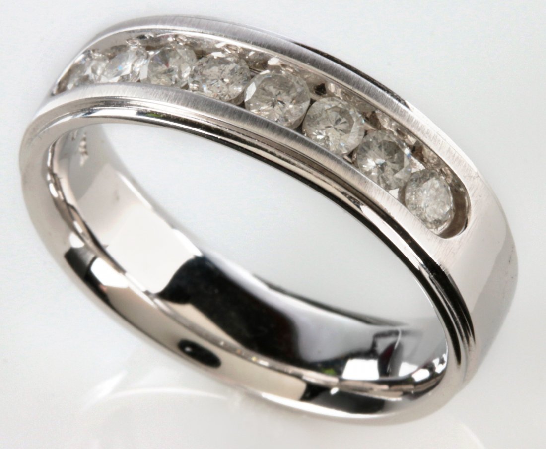 A GENT'S DIAMOND AND 14K GOLD WEDDING BAND (1 of 8)