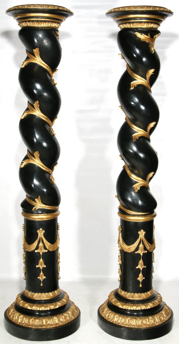 A PAIR LATE 20TH C. PARCEL GILT SOLOMONIC PEDESTALS (1 of 10)