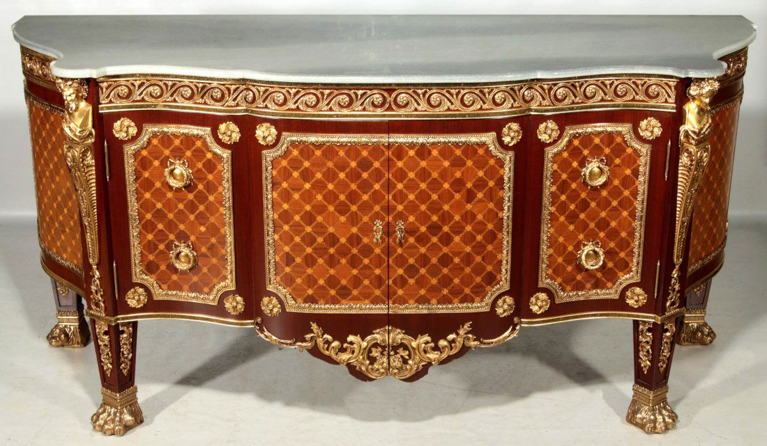 AN EARLY 20TH C. REGENCE STYLE MARBLE TOP COMMODE (1 of 10)