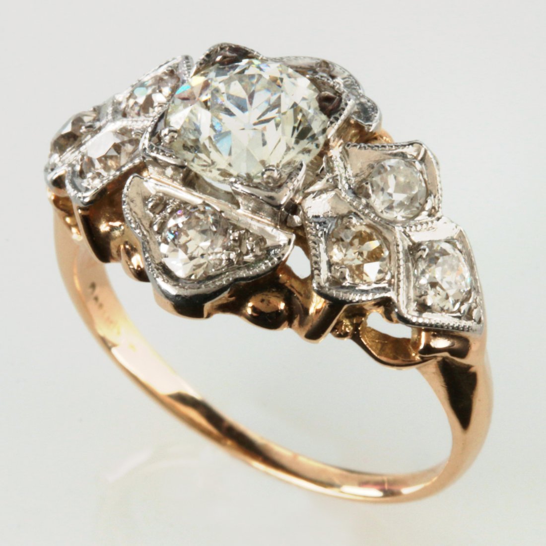 ANTIQUE DIAMOND AND 14K GOLD RING, APPROX 1.23 CTTW (1 of 9)