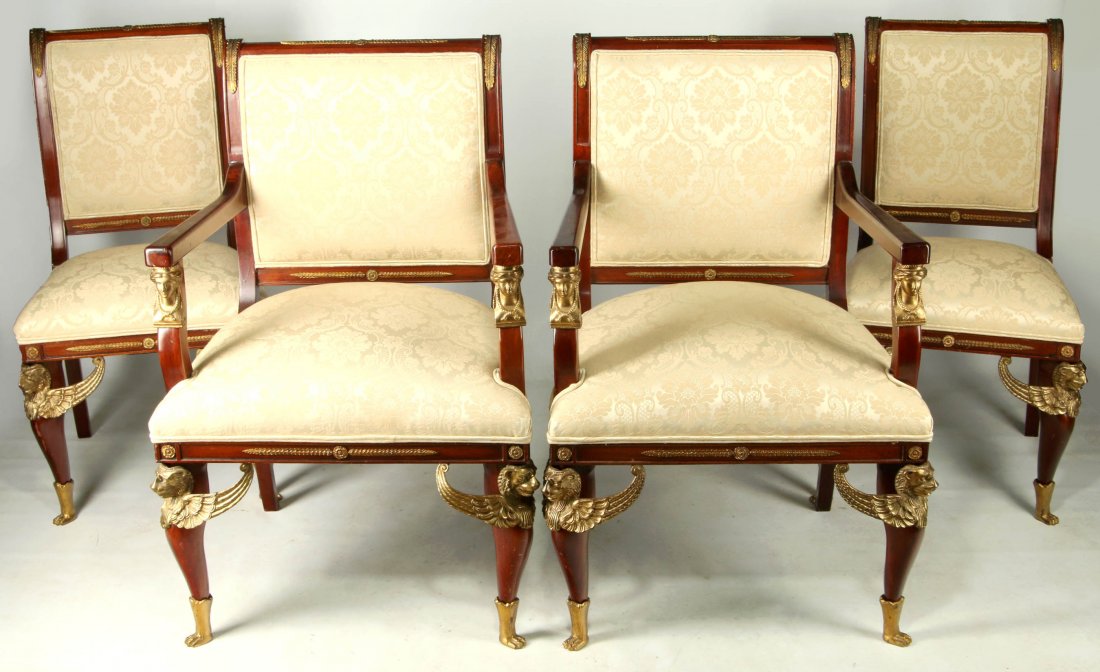 A SET OF FOUR 20TH C. EMPIRE STYLE FAUTEUILS AND SIDES (1 of 10)