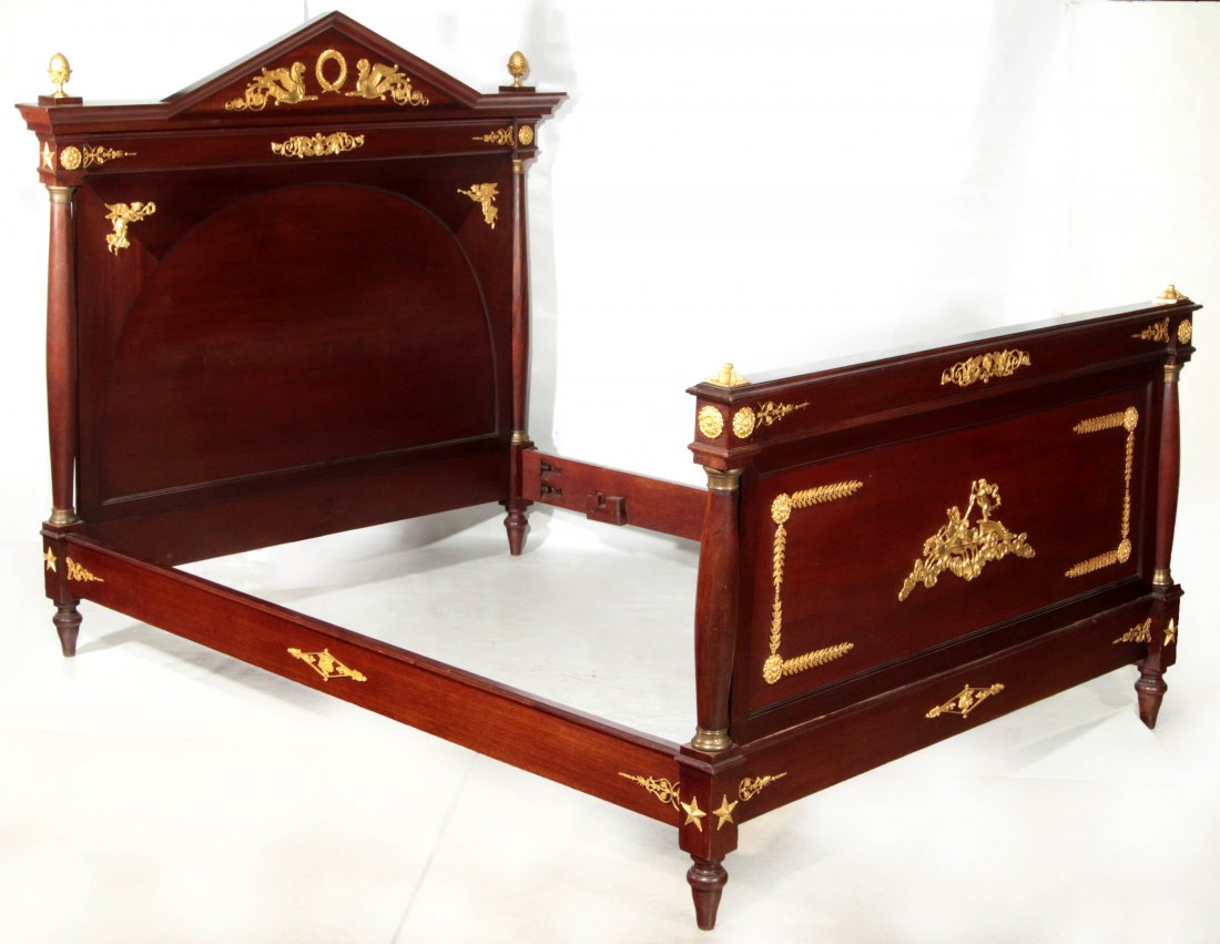AN EMPIRE STYLE BRONZE MOUNTED MAHOGANY BED (1 of 9)