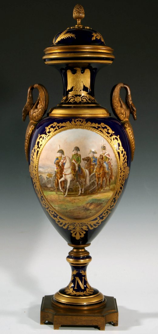 A 19TH C. NAPOLEONIC ORMOLU-MOUNTED SEVRES-TYPE URN (1 of 10)