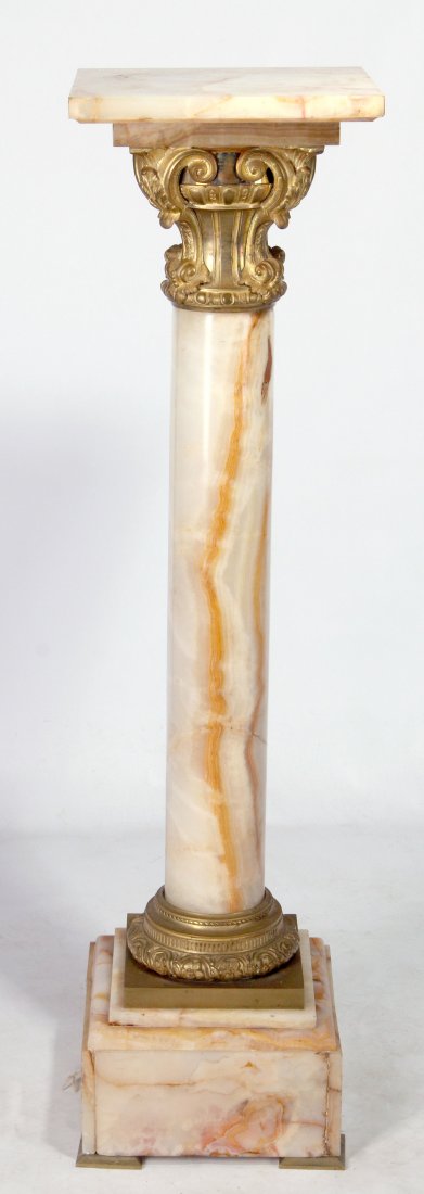 A 19TH C. NEOCLASSICAL BRONZE MOUNTED MARBLE PEDESTAL (1 of 8)