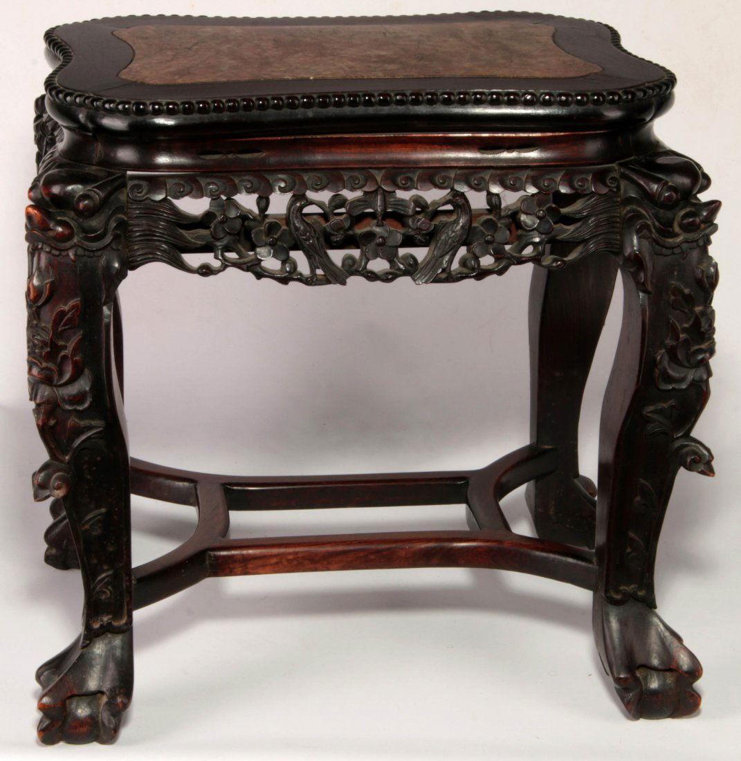 A 19TH C. CHINESE CARVED ROSEWOOD CENTER TABLE (1 of 10)