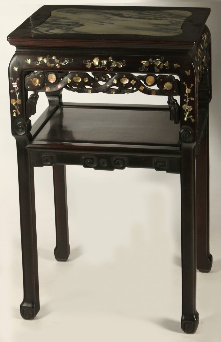 A 19TH C. CHINESE HARDWOOD AND SHELL INLAID SIDE TABLE (1 of 9)