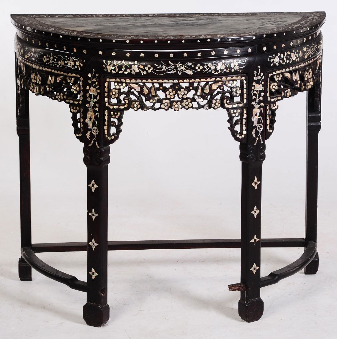 A 19TH C. ROSEWOOD AND SHELL MARBLE TOP CHINESE TABLE (1 of 10)
