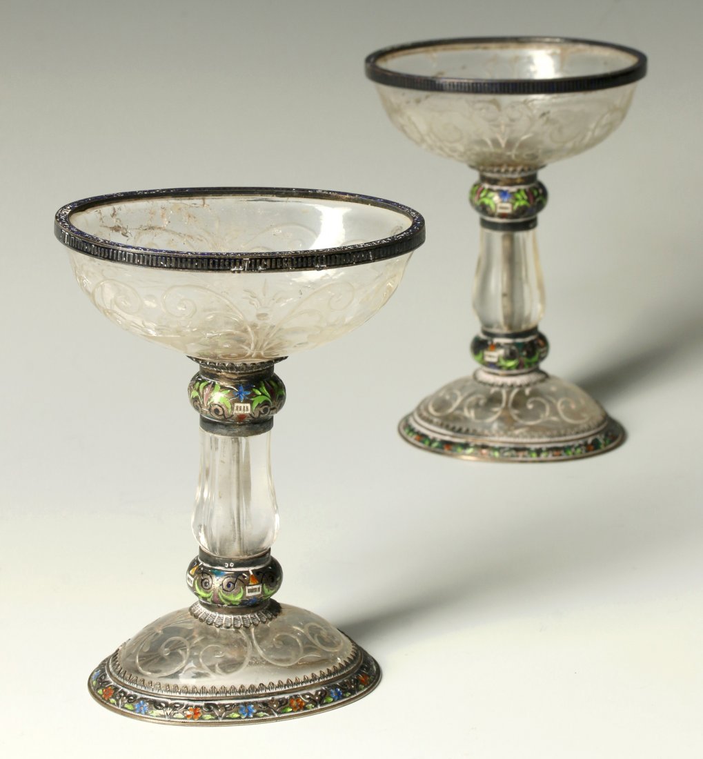H. BOHM VIENNESE ROCK CRYSTAL AND SILVER ENAMEL TAZZA (1 of 10)