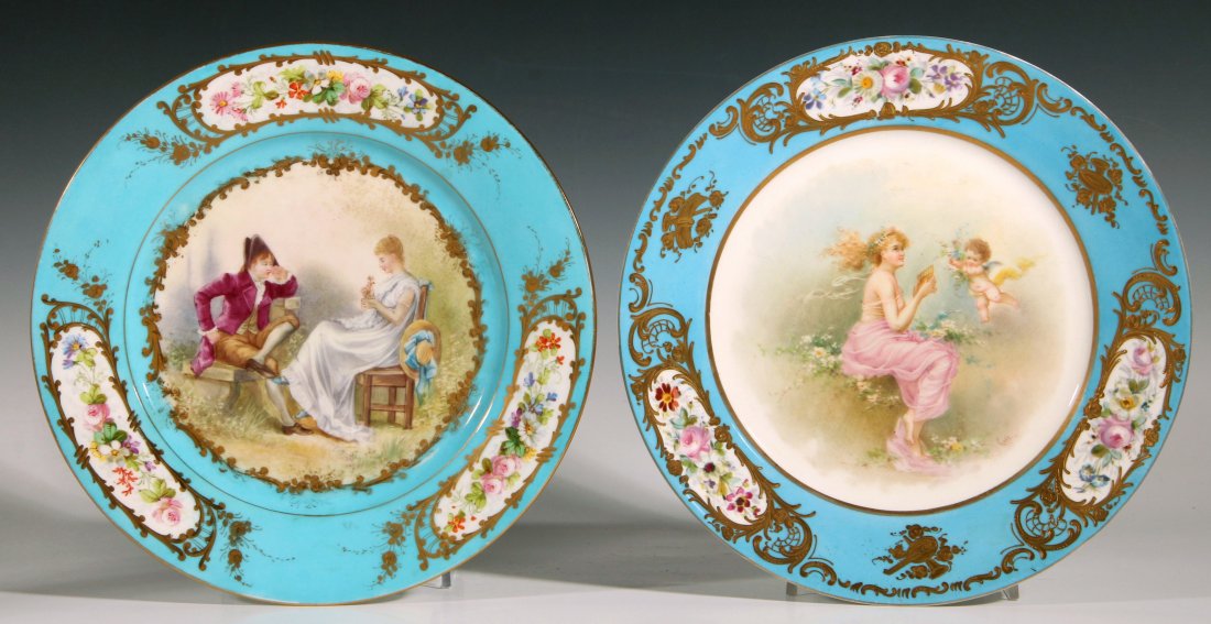 SEVRES TYPE CELESTE BLEU PORCELAIN CABINET PLATES (1 of 9)