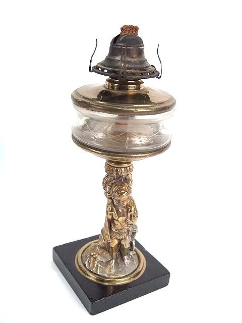 VICTORIAN SLATE BASE LAMP W/FIGURAL STEM