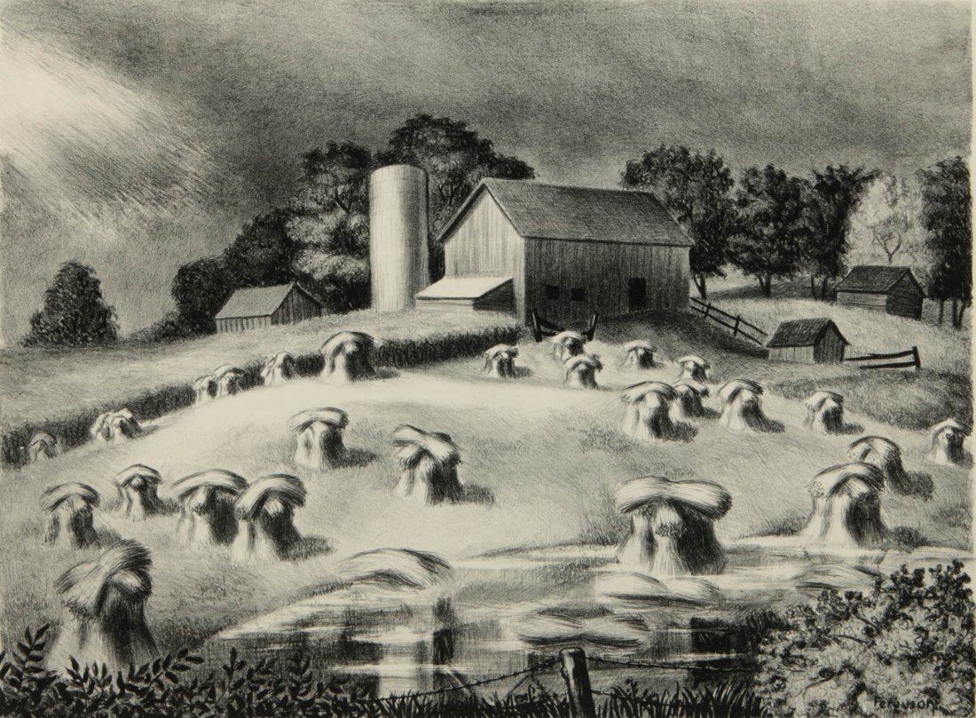 EDWARD FERGUSON (1914-2003) 1940 PENCIL SIGNED LITHO: Titled 'After A Storm' lower left, edition 15/15 lower center, signed lower right and dated 1940, the image measures 16 x 11.5, sheet size 18.75 x 14.75 inches. We ship in-house for all items with the