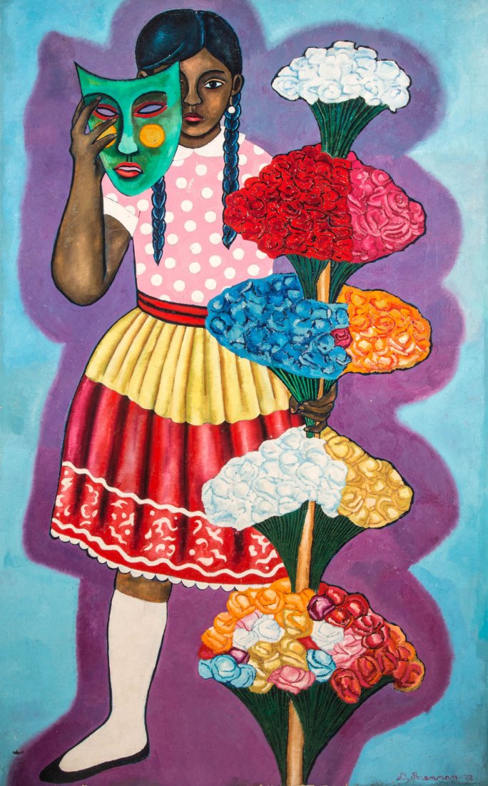DANIEL BRENNAN (1929-1989) OIL ON CANVAS: Signed lower right and dated 73, no frame, canvas measures 59 x 35.5 inches. Provenance: from the personal collection of Sidney and Anne Lawrence who moved to Kansas City from New York in 1946. Sydney