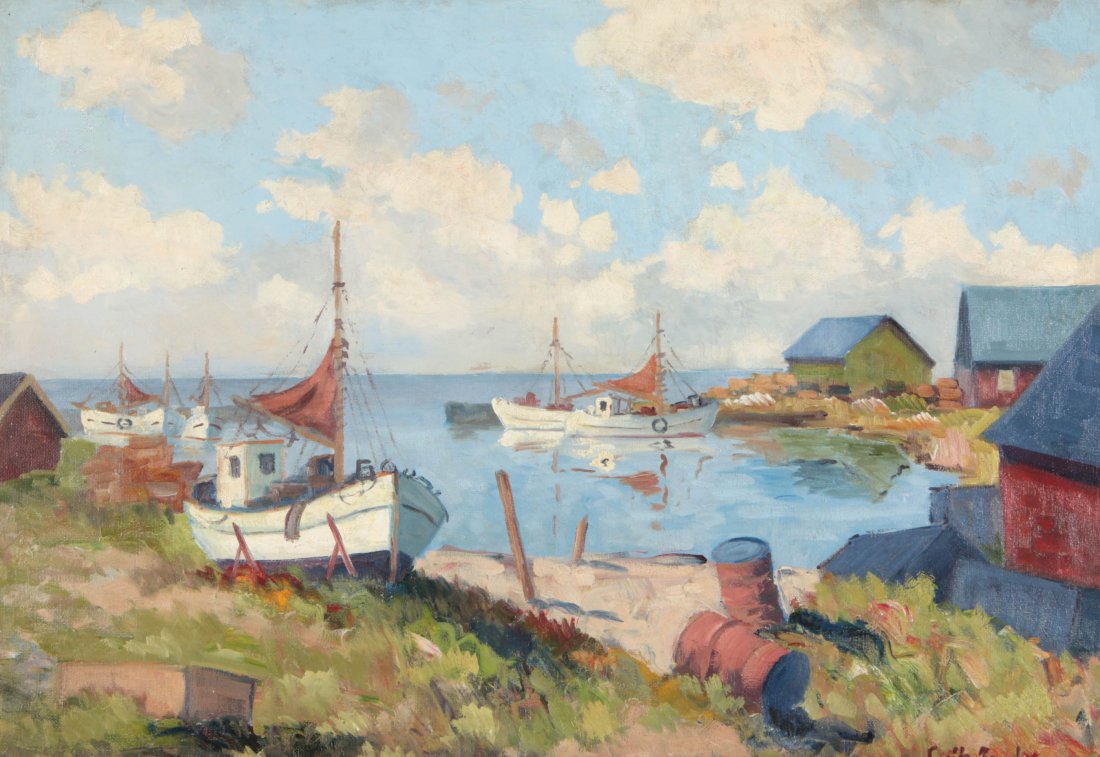 A FINE EARLY TO MID 20TH C. HARBOR SCENE (1 of 9)