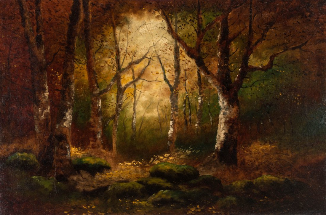 AN UNSIGNED EARLY 20TH C. OIL ON CANVAS LANDSCAPE (1 of 8)