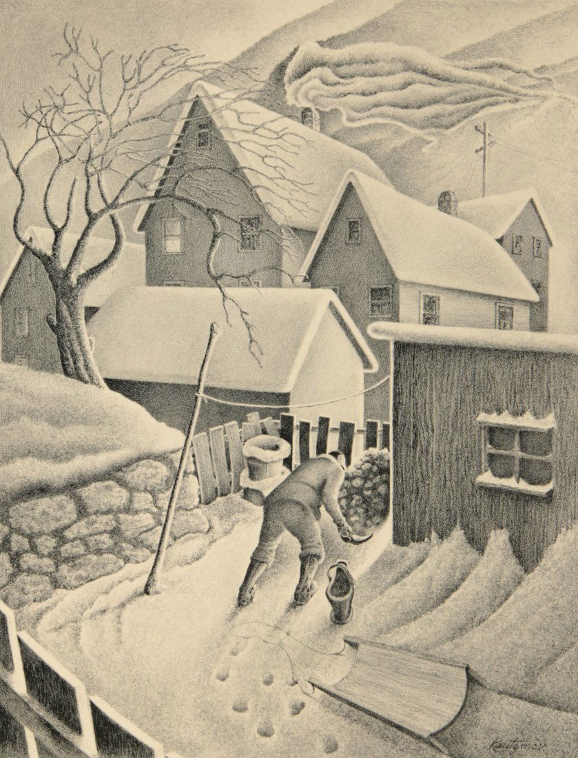 WILLIAM F. KAUTZMAN (1916- ) PENCIL SIGNED LITHOGRAPH (1 of 10)