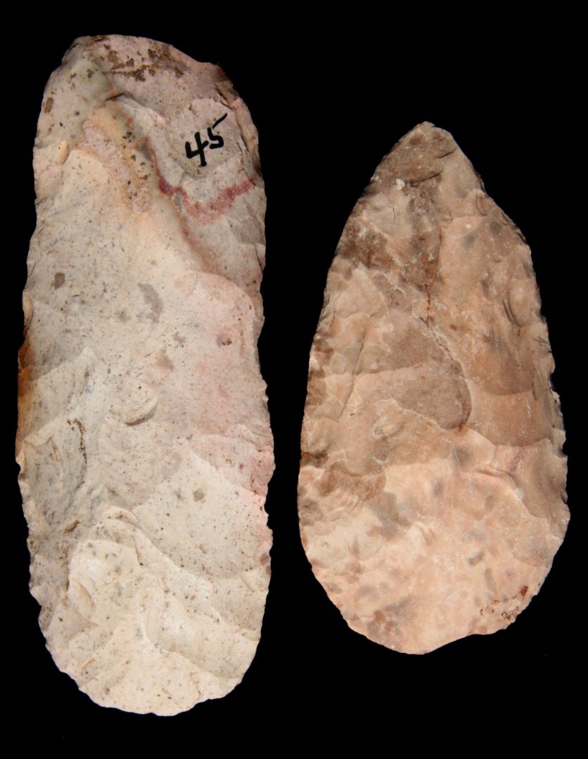 A 5.75-INCH TWO FLINT CELTS OR HOES (1 of 7)