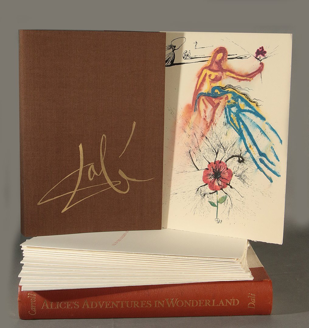 ALICE'S ADVENTURES WONDERLAND SALVADOR DALI '69: Lewis Caroll, 'Alice's Adventures in Wonderland,' Maecenas Press - Random House, 1969. Limited edition, numbered 2037/2500. Illustrated by Salvador Dali (1904-1989). Includes all 12 of Dali's original
