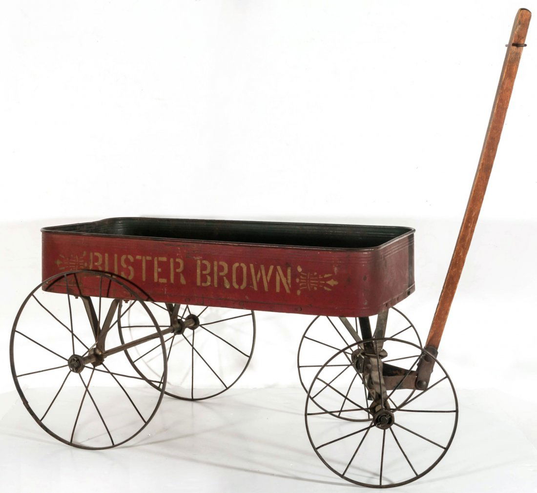 A RARE 'BUSTER BROWN' PAINTED STEEL WAGON (1 of 10)