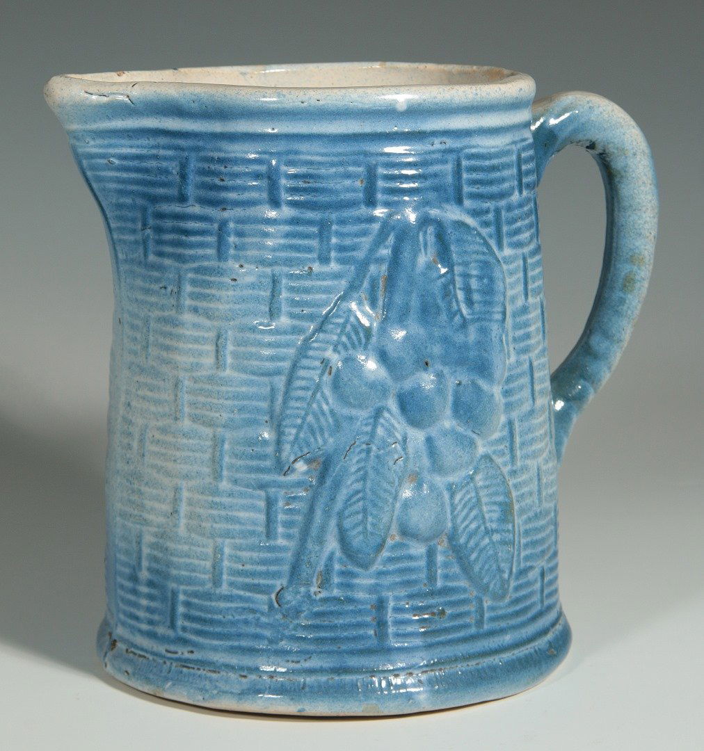 AN ANTIQUE BLUE AND WHITE PITCHER WITH CHERRIES (1 of 9)