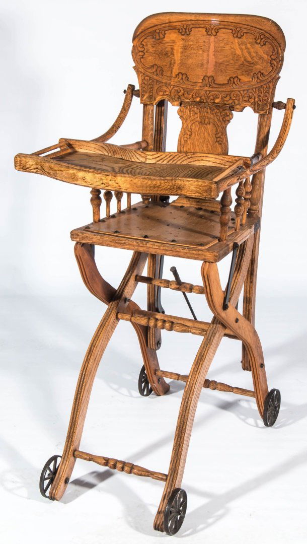 FANCY C. 1900 OAK HIGH CHAIR CONVERST TO STROLLER (1 of 9)