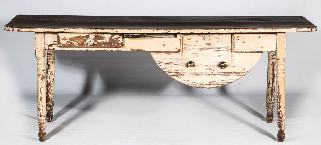 A UNIQUE 76-INCH KITCHEN WORK TABLE WITH OLD PAINT (1 of 10)