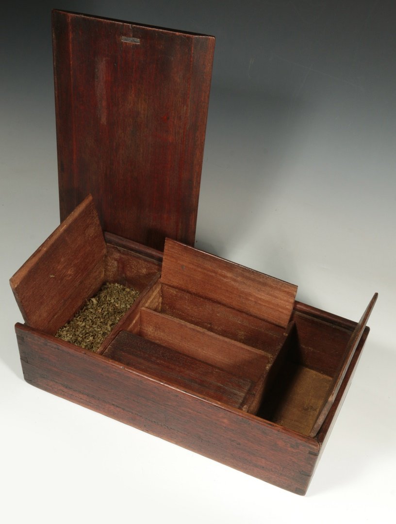 AN UNUSUAL 19TH C. WOODEN SPICE BOX WITH SLIDE LID (1 of 9)