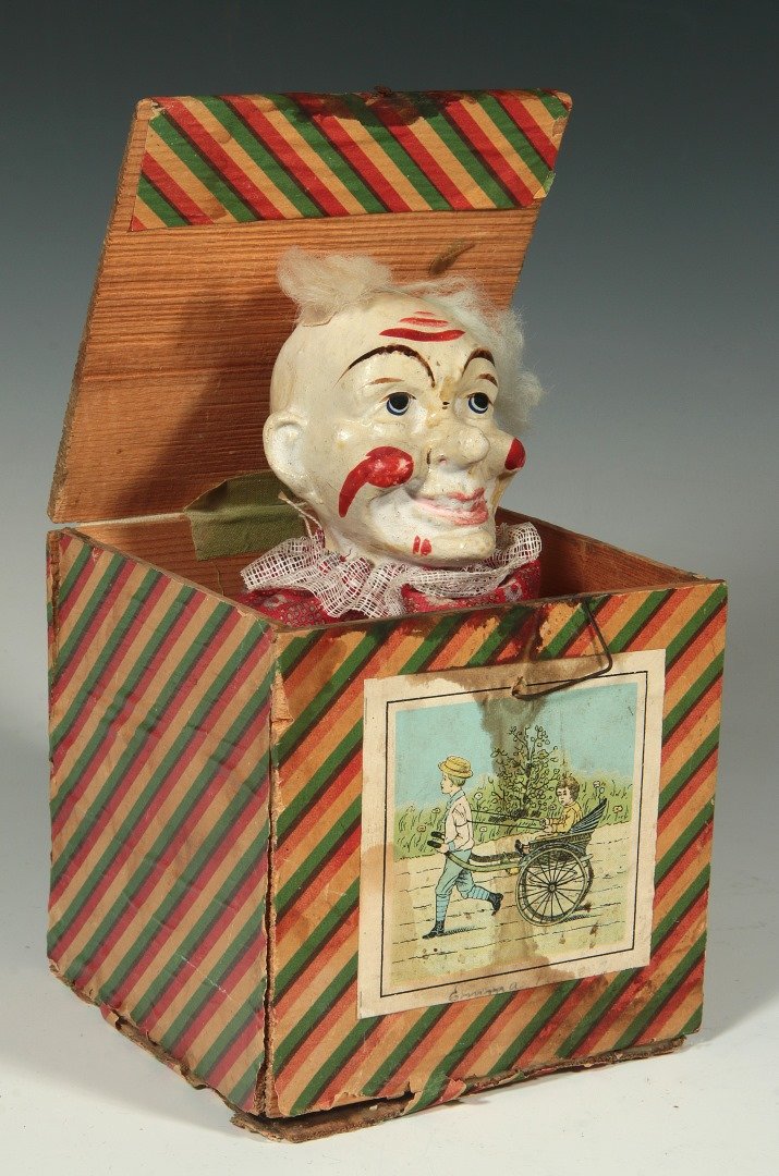 AN EARLY LITHO ON WOOD GERMAN JACK-IN-THE-BOX (1 of 8)