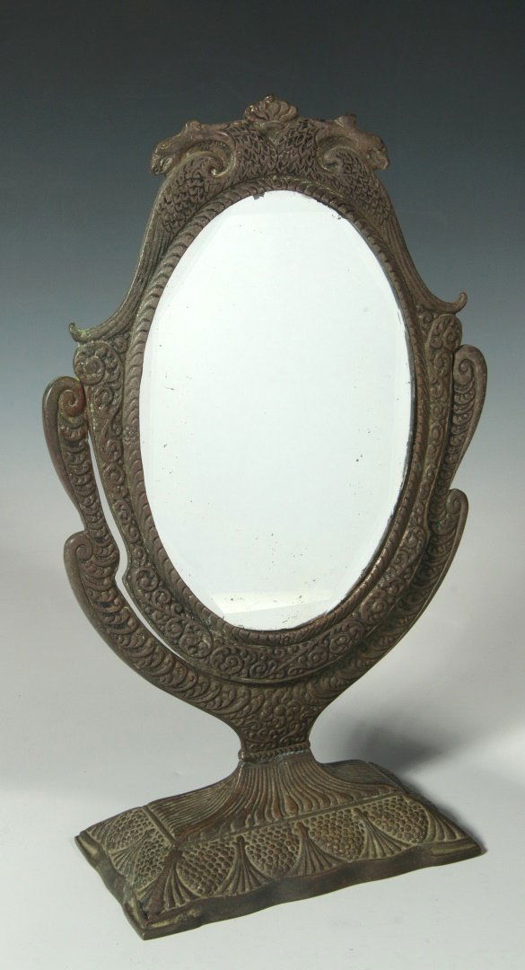 A C.1900 BRASS TABLE-TOP CHEVAL MIRROR W/ GRIFFINS (1 of 10)