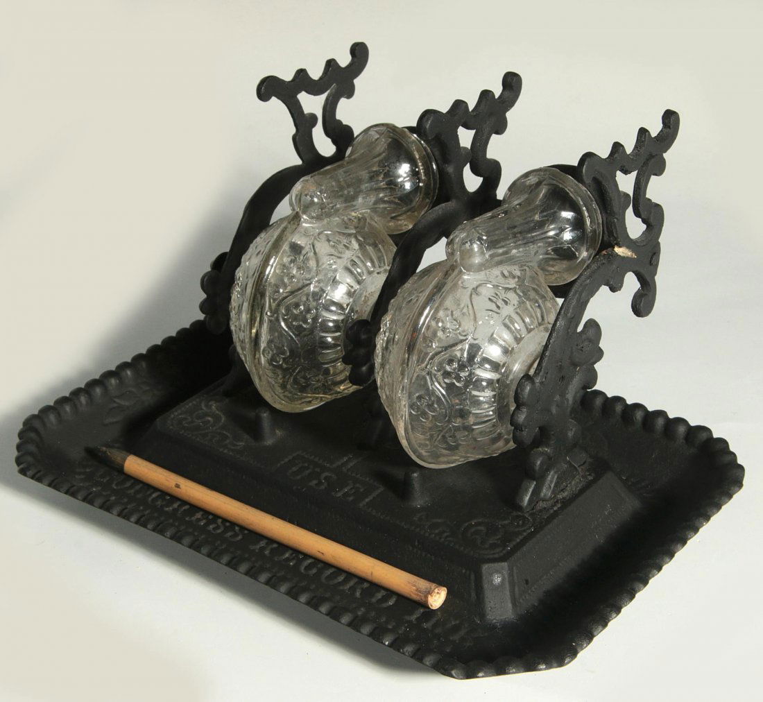 19TH CEN. DOUBLE SNAIL INKSTAND, CONGRESS RECORD INK (1 of 9)