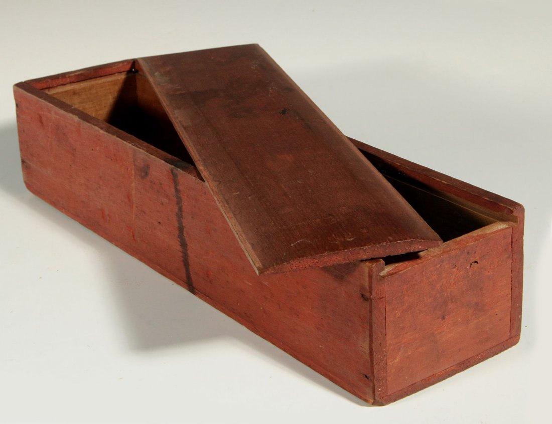 A GOOD 19TH CENTURY RED STAINED WOOD CANDLE BOX (1 of 8)