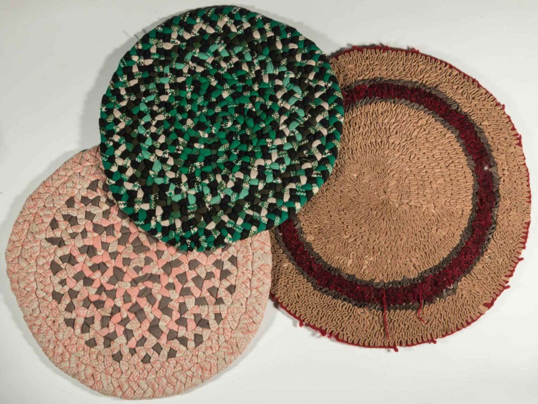 THREE VINTAGE BRAIDED WOOL DOLLHOUE RUGS (1 of 7)