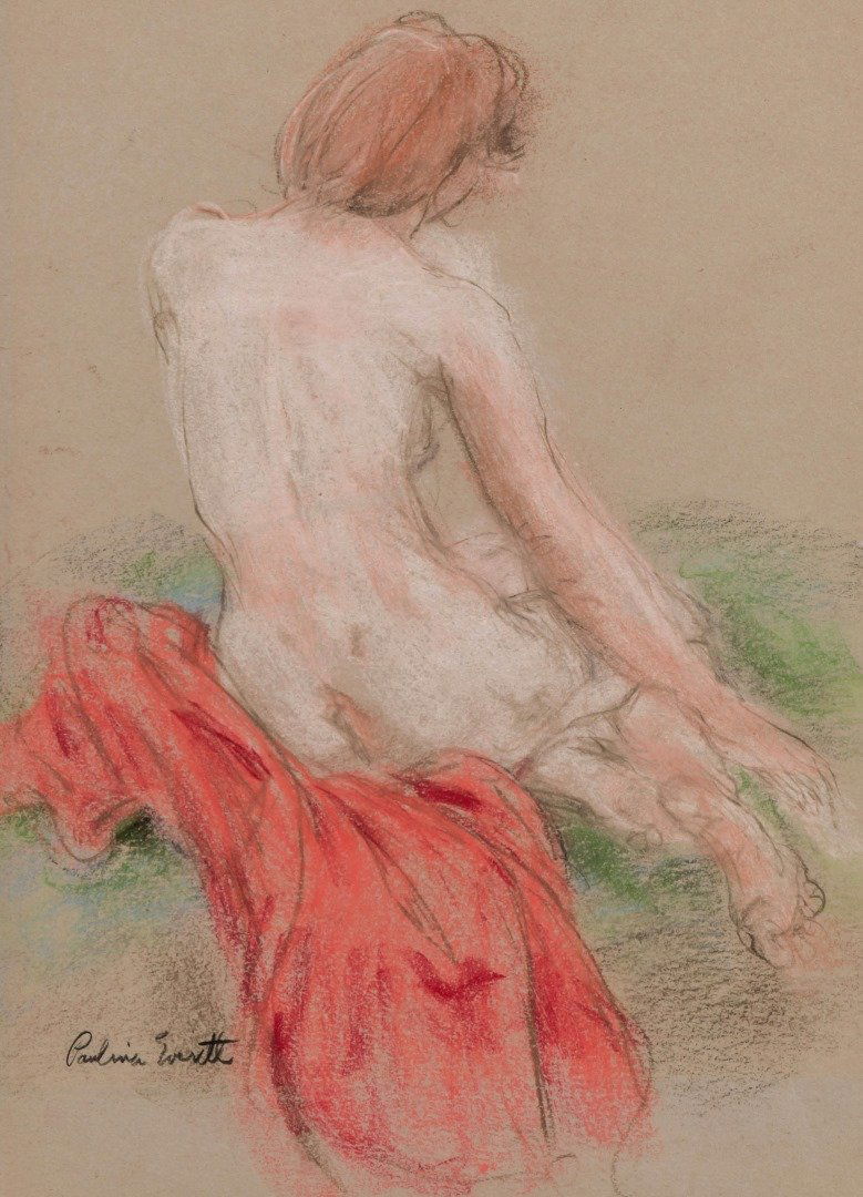 PAULINA EVERITT (1905-1996) PASTEL ON PAPER: Signed lower left, image size 15.5 x 11.5, sheet measures 18 x 12 inches, the frame is 20 x 16 inches. We ship in-house for all items with the exception of very large and or very fragile pieces and so