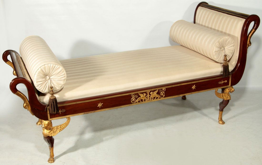 A LATE 19TH CENTURY EMPIRE STYLE MAHOGANY DAY BED (1 of 5)