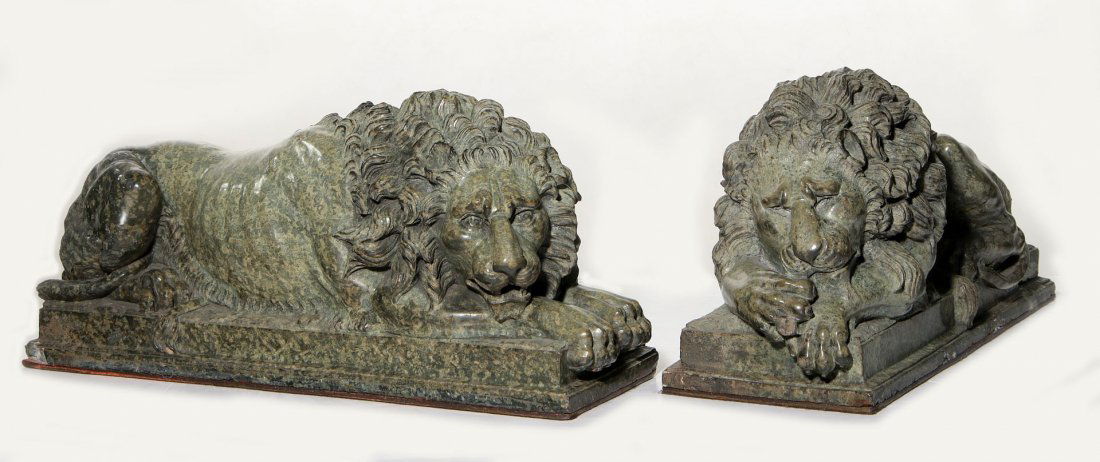 19TH C. ITALIAN CARVED MARBLE LIONS AFTER CANOVA (1 of 10)