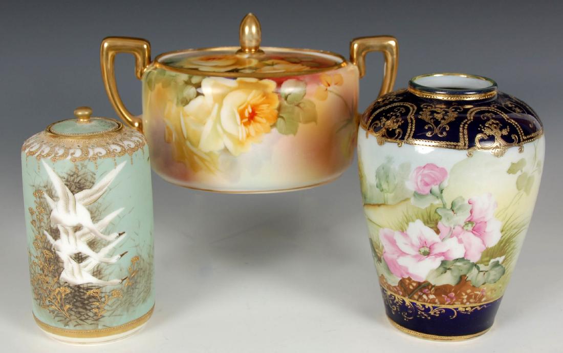 THREE PIECES OF HAND-PAINTED NIPPON CHINA (1 of 9)