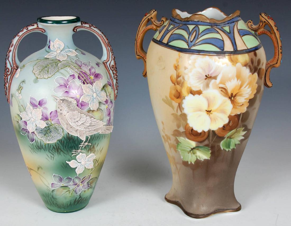 TWO HAND-PAINTED NIPPON VASES (1 of 10)