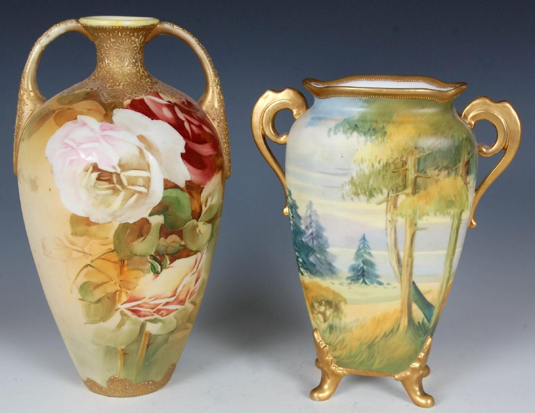 TWO HAND-PAINTED NIPPON VASES (1 of 10)