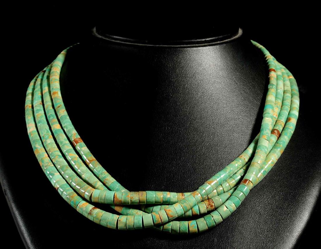 A Santo Domingo Turquoise Heishi Bead Necklace