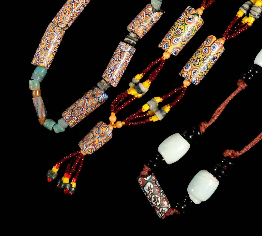 THREE AFRICAN TRADE BEAD NECKLACES (1 of 8)