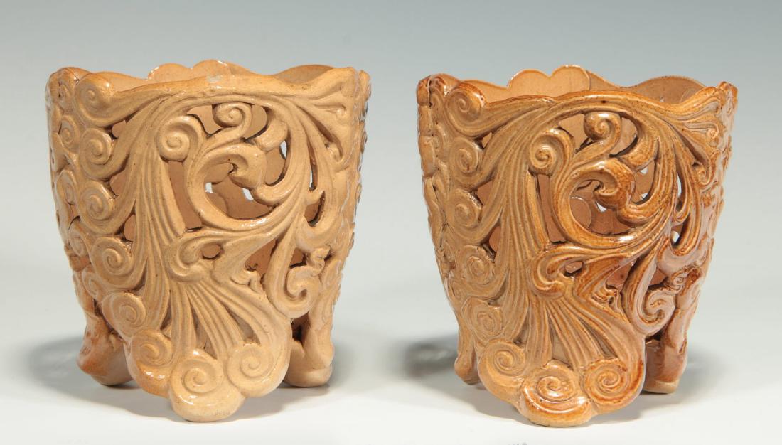 A PAIR UNUSUAL DOULTON LAMBETH VOTIVE HOLDERS (1 of 7)
