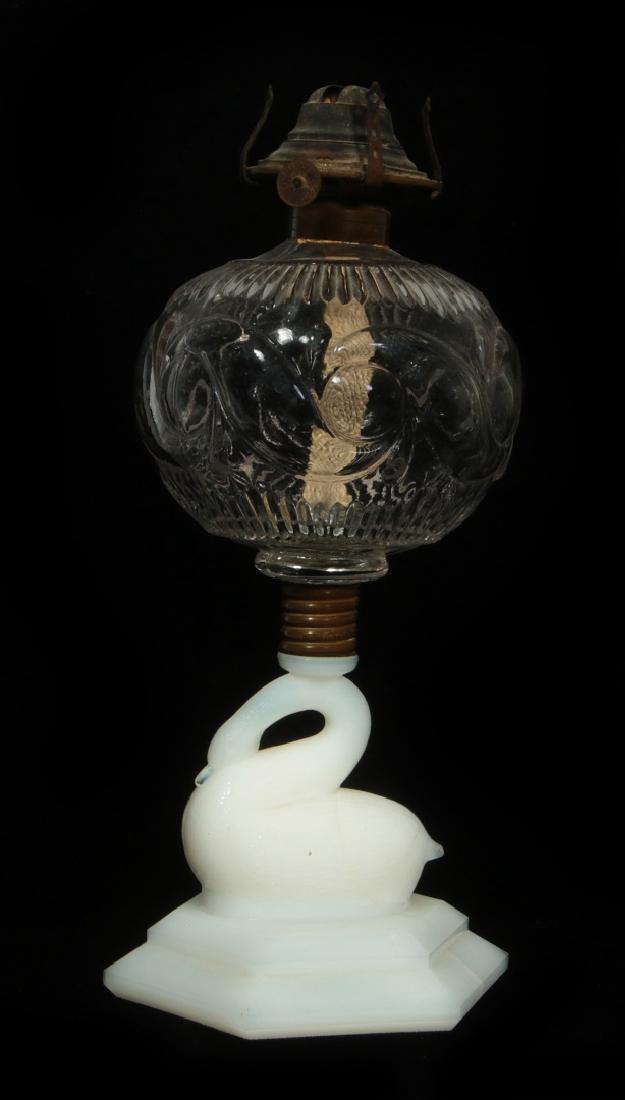 AN ATTERBURY MILK GLASS SWAN FORM LAMP BASE (1 of 10)