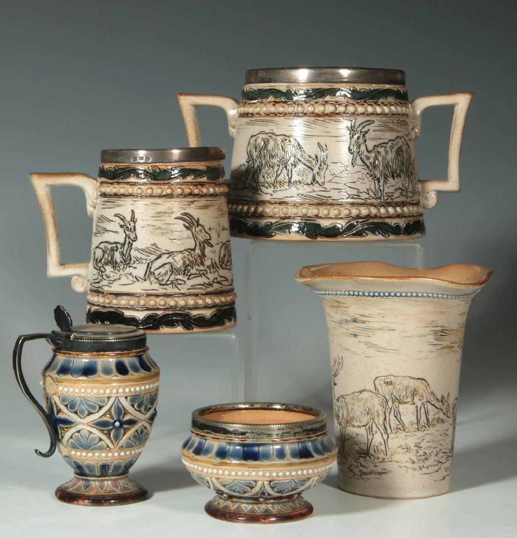 FIVE PIECES DOULTON LAMBETH ARTIST SIGNED POTTERY (1 of 9)