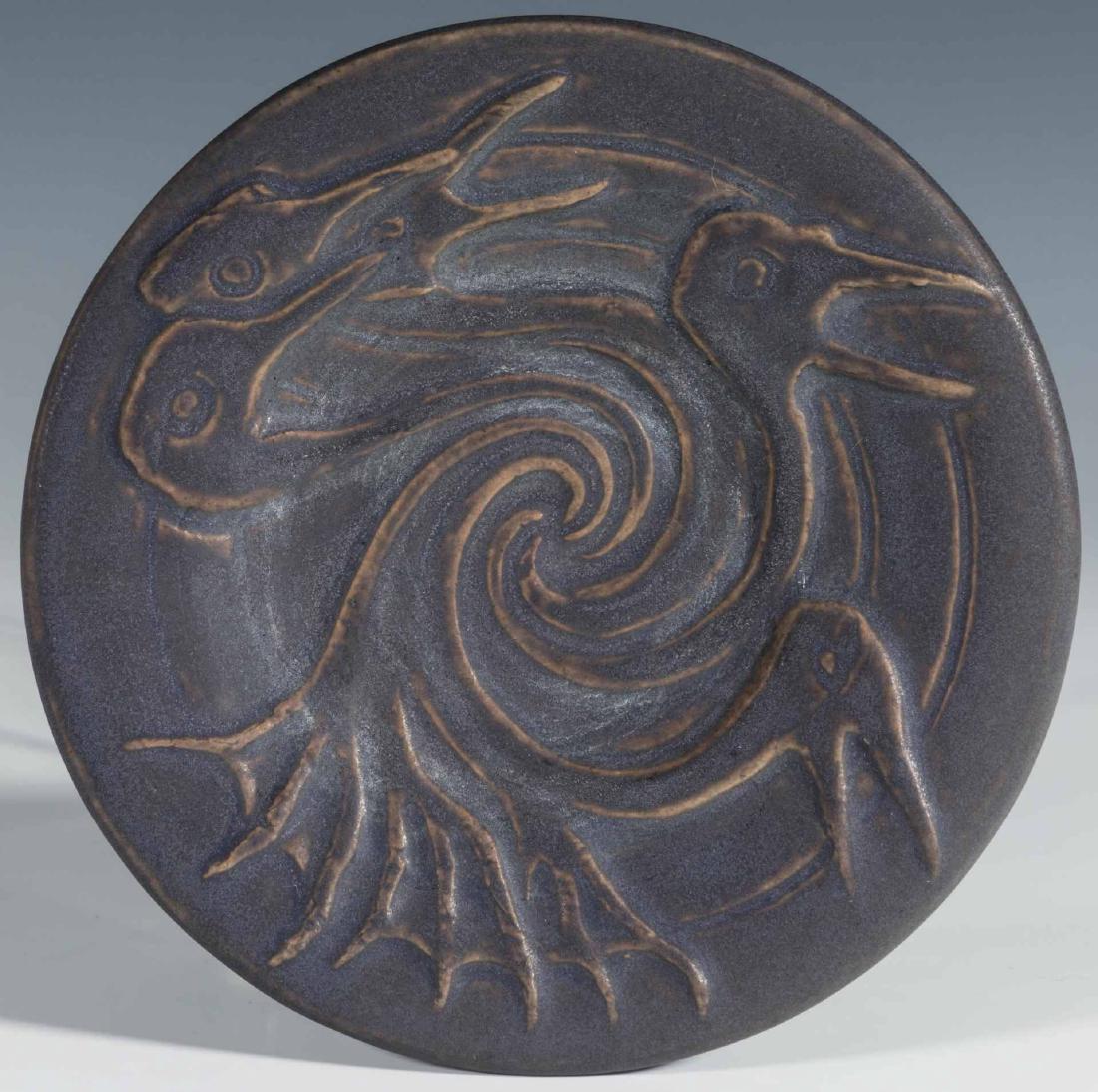 AN EARLY VAN BRIGGLE STYLIZED BIRD'S PLATE (1 of 6)