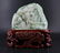 Qing Hand Carved Jade Mountain with Wooden Base