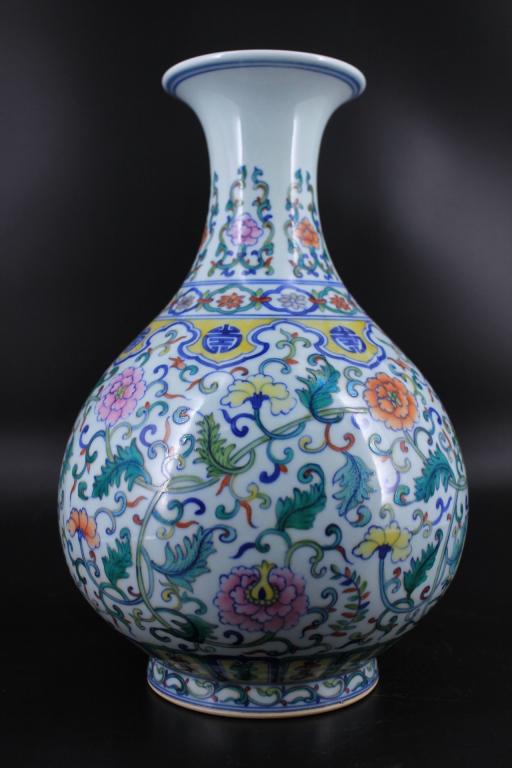 Large Qing Porcelain DouCai Floral Vase (1 of 8)