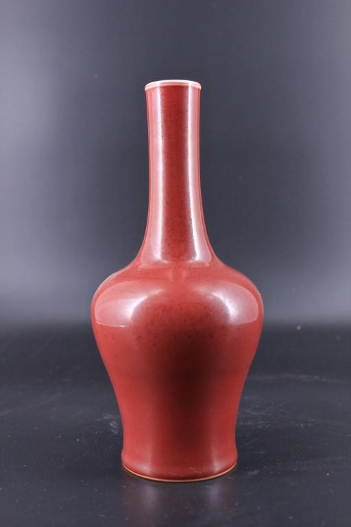 Qing Porcelain Red Glazed Vase (1 of 6)